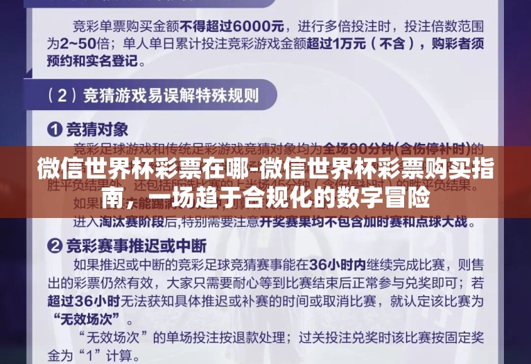 微信世界杯彩票在哪-微信世界杯彩票购买指南，一场趋于合规化的数字冒险