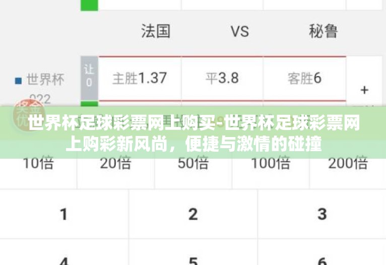 世界杯足球彩票网上购买-世界杯足球彩票网上购彩新风尚，便捷与激情的碰撞