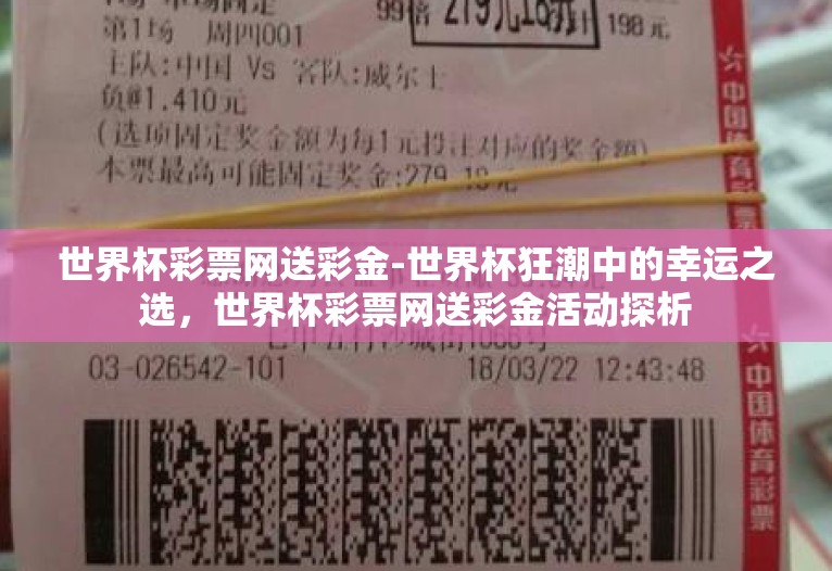 世界杯彩票网送彩金-世界杯狂潮中的幸运之选，世界杯彩票网送彩金活动探析