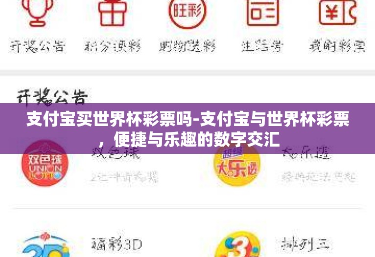 支付宝买世界杯彩票吗-支付宝与世界杯彩票，便捷与乐趣的数字交汇