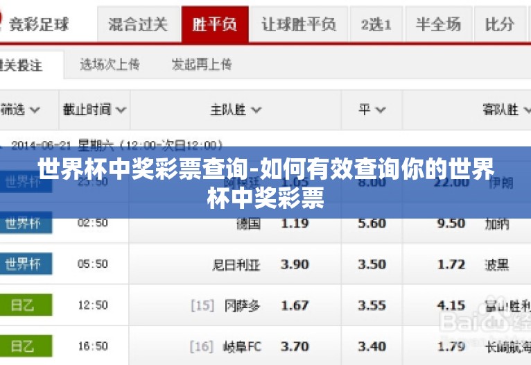 世界杯中奖彩票查询-如何有效查询你的世界杯中奖彩票 世界杯中奖彩票查询-如何有效查询你的世界杯中奖彩票