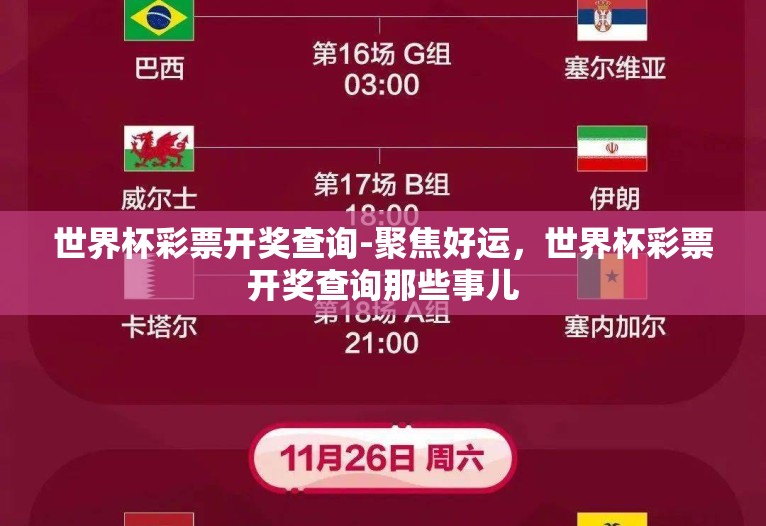 世界杯彩票开奖查询-聚焦好运，世界杯彩票开奖查询那些事儿