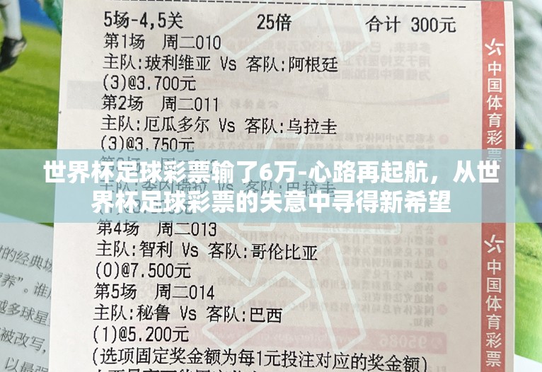 世界杯足球彩票输了6万-心路再起航,从世界杯足球彩票的失意中寻得新希望 世界杯足球彩票输了6万-心路再起航,从世界杯足球彩票的失意中寻得新希望