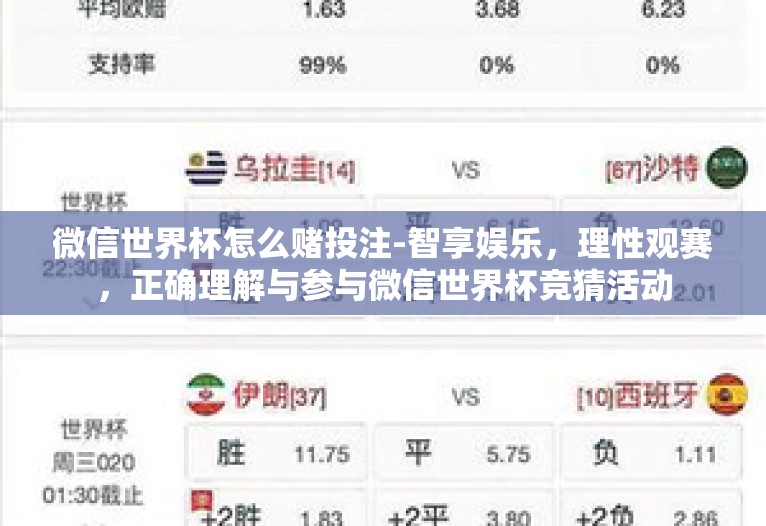 微信世界杯怎么赌投注-智享娱乐，理性观赛，正确理解与参与微信世界杯竞猜活动