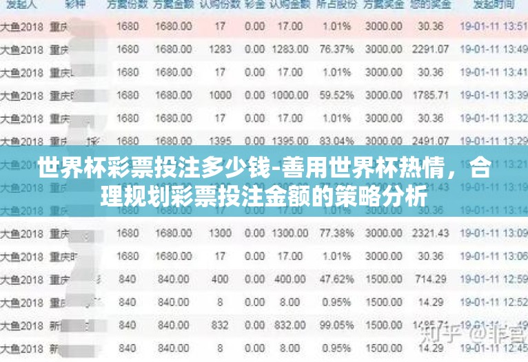 世界杯彩票投注多少钱-善用世界杯热情，合理规划彩票投注金额的策略分析