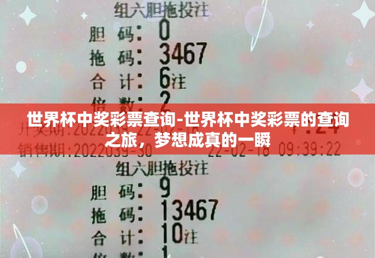 世界杯中奖彩票查询-世界杯中奖彩票的查询之旅，梦想成真的一瞬