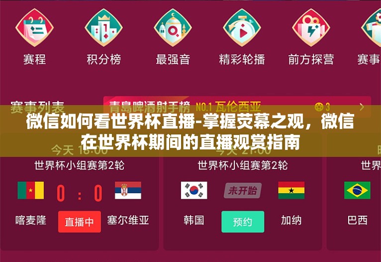 微信如何看世界杯直播-掌握荧幕之观,微信在世界杯期间的直播观赏指南 微信如何看世界杯直播-掌握荧幕之观,微信在世界杯期间的直播观赏指南
