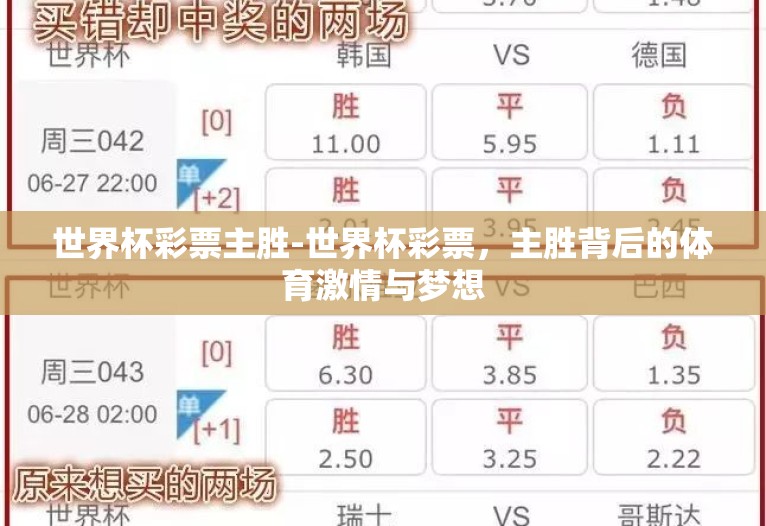 世界杯彩票主胜-世界杯彩票,主胜背后的体育激情与梦想 世界杯彩票主胜-世界杯彩票,主胜背后的体育激情与梦想