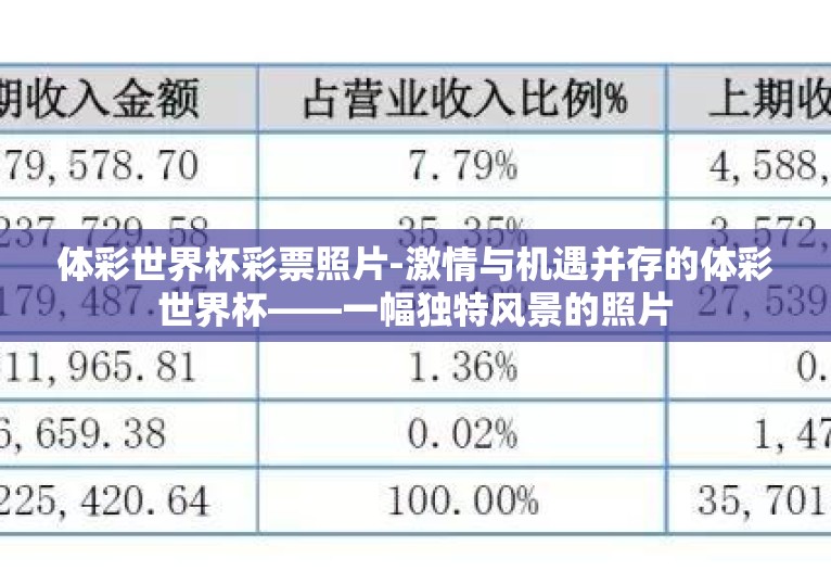 体彩世界杯彩票照片-激情与机遇并存的体彩世界杯——一幅独特风景的照片