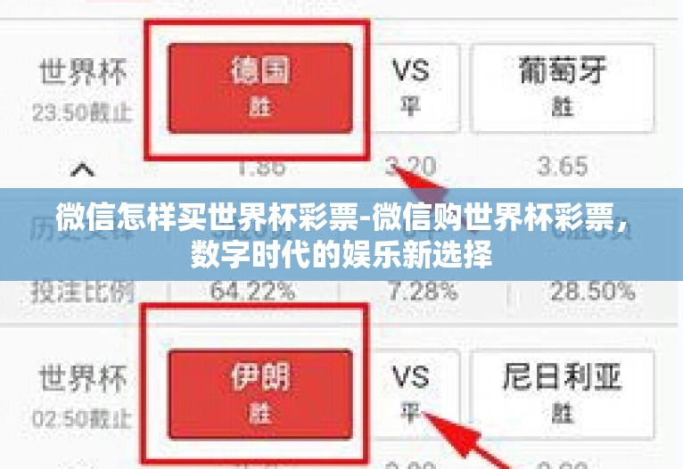 微信怎样买世界杯彩票-微信购世界杯彩票，数字时代的娱乐新选择
