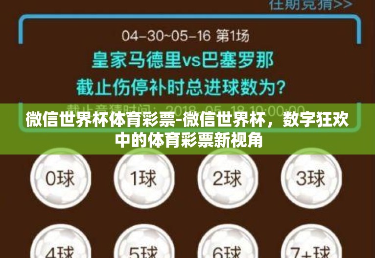 微信世界杯体育彩票-微信世界杯，数字狂欢中的体育彩票新视角