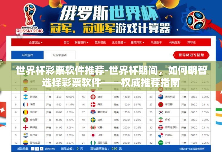 世界杯彩票软件推荐-世界杯期间，如何明智选择彩票软件——权威推荐指南
