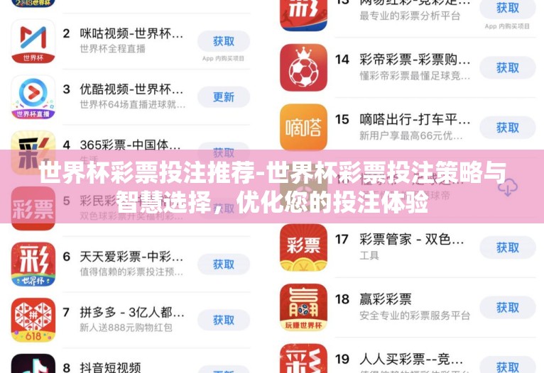 世界杯彩票投注推荐-世界杯彩票投注策略与智慧选择,优化您的投注体验 世界杯彩票投注推荐-世界杯彩票投注策略与智慧选择,优化您的投注体验