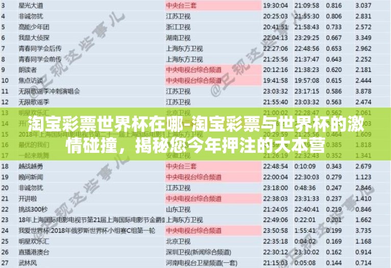 淘宝彩票世界杯在哪-淘宝彩票与世界杯的激情碰撞,揭秘您今年押注的大本营 淘宝彩票世界杯在哪-淘宝彩票与世界杯的激情碰撞,揭秘您今年押注的大本营
