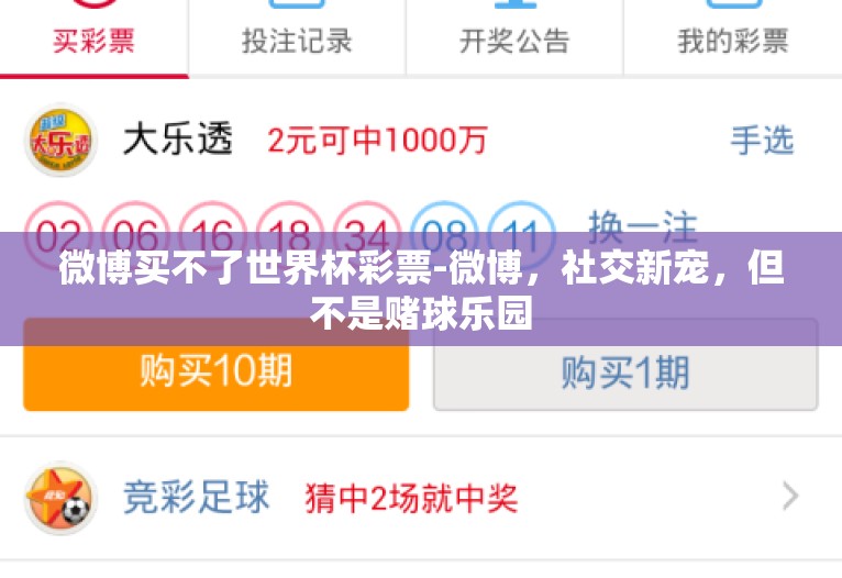 微博买不了世界杯彩票-微博，社交新宠，但不是赌球乐园