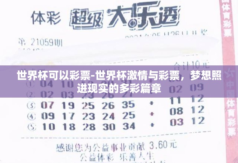 世界杯可以彩票-世界杯激情与彩票,梦想照进现实的多彩篇章 世界杯可以彩票-世界杯激情与彩票,梦想照进现实的多彩篇章